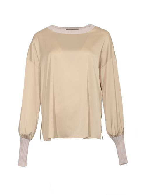 Blusa tunica in raso con cristalli D. Exterior | 617087GESS